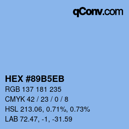 カラーコード: HEX #89B5EB | qconv.com