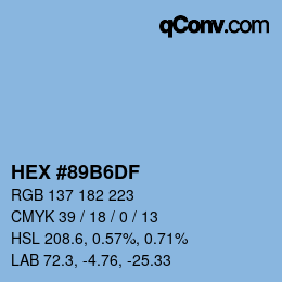 カラーコード: HEX #89B6DF | qconv.com