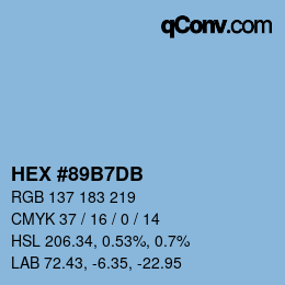 カラーコード: HEX #89B7DB | qconv.com