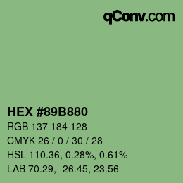 颜色代码: HEX #89B880 | qconv.com