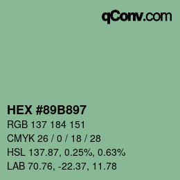 カラーコード: HEX #89B897 | qconv.com