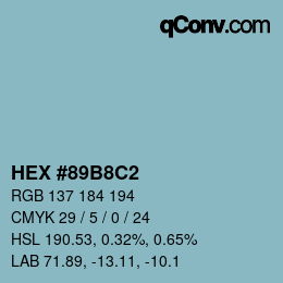 Color code: HEX #89B8C2 | qconv.com