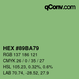 颜色代码: HEX #89BA79 | qconv.com