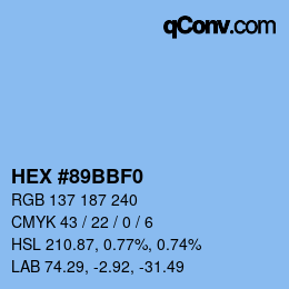 颜色代码: HEX #89BBF0 | qconv.com