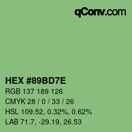 Color code: HEX #89BD7E | qconv.com