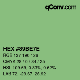 Color code: HEX #89BE7E | qconv.com