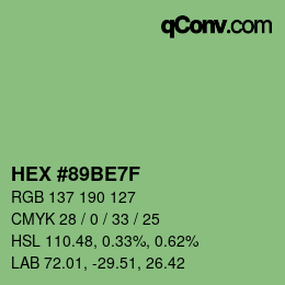 Color code: HEX #89BE7F | qconv.com