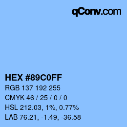 カラーコード: HEX #89C0FF | qconv.com