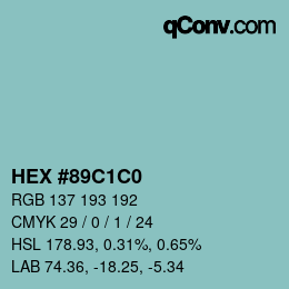 Color code: HEX #89C1C0 | qconv.com