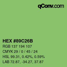 Color code: HEX #89C26B | qconv.com