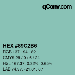 カラーコード: HEX #89C2B6 | qconv.com