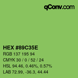 Farbcode: HEX #89C35E | qconv.com