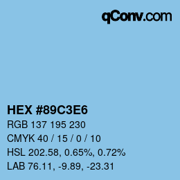 カラーコード: HEX #89C3E6 | qconv.com