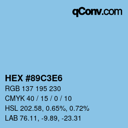 カラーコード: HEX #89C3E6 | qconv.com