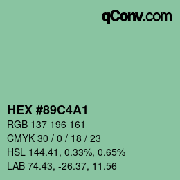 颜色代码: HEX #89C4A1 | qconv.com