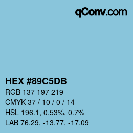カラーコード: HEX #89C5DB | qconv.com