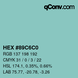 Color code: HEX #89C6C0 | qconv.com