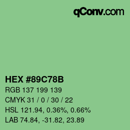 Color code: HEX #89C78B | qconv.com