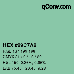 カラーコード: HEX #89C7A8 | qconv.com