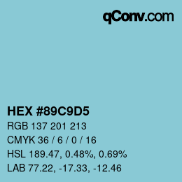颜色代码: HEX #89C9D5 | qconv.com