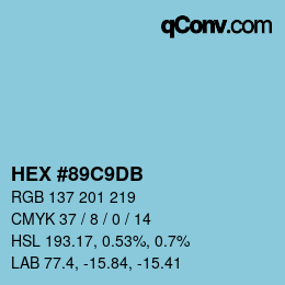 カラーコード: HEX #89C9DB | qconv.com