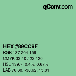 Color code: HEX #89CC9F | qconv.com