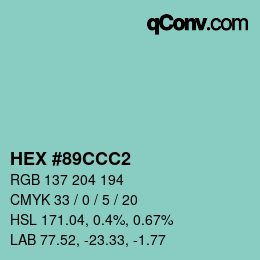 Color code: HEX #89CCC2 | qconv.com