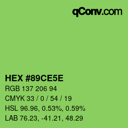 カラーコード: HEX #89CE5E | qconv.com