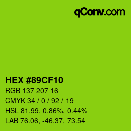 Color code: HEX #89CF10 | qconv.com