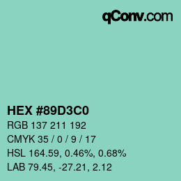 Color code: HEX #89D3C0 | qconv.com