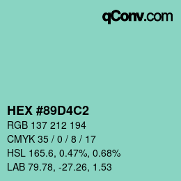 Color code: HEX #89D4C2 | qconv.com