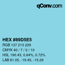 カラーコード: HEX #89D5E5 | qconv.com