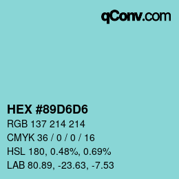 Color code: HEX #89D6D6 | qconv.com