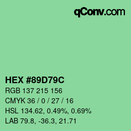 Color code: HEX #89D79C | qconv.com