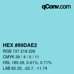 カラーコード: HEX #89DAE2 | qconv.com