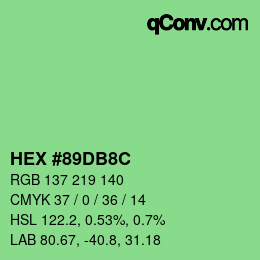 Color code: HEX #89DB8C | qconv.com