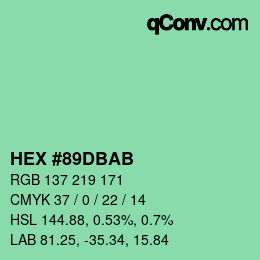 Color code: HEX #89DBAB | qconv.com