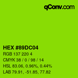 Color code: HEX #89DC04 | qconv.com