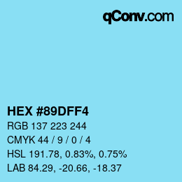 Color code: HEX #89DFF4 | qconv.com