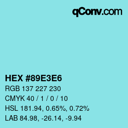 Color code: HEX #89E3E6 | qconv.com