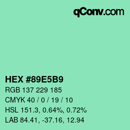 Color code: HEX #89E5B9 | qconv.com