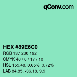 Código de color: HEX #89E6C0 | qconv.com