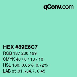 Color code: HEX #89E6C7 | qconv.com