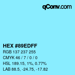 颜色代码: HEX #89EDFF | qconv.com
