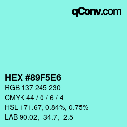 Color code: HEX #89F5E6 | qconv.com
