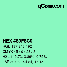 Color code: HEX #89F8C0 | qconv.com