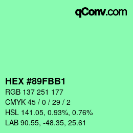 Farbcode: HEX #89FBB1 | qconv.com