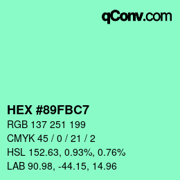 Farbcode: HEX #89FBC7 | qconv.com