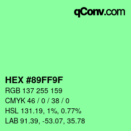 Color code: HEX #89FF9F | qconv.com