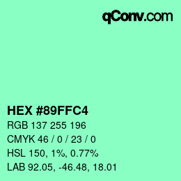 カラーコード: HEX #89FFC4 | qconv.com